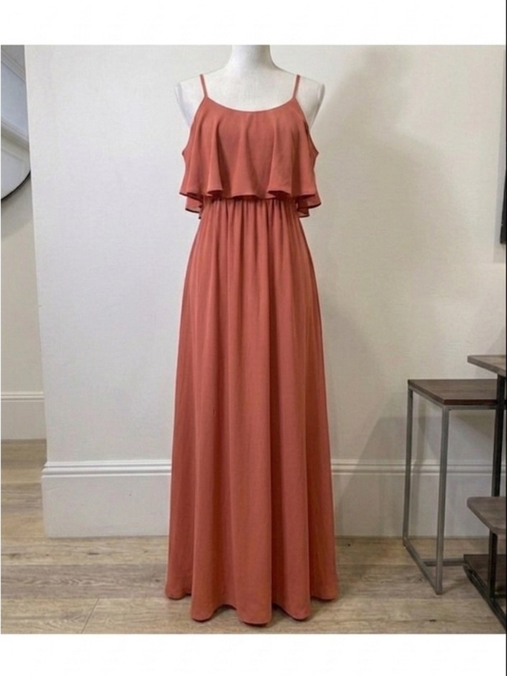 SMYM Caitlin Ruffle Maxi Dress Rustic Mauve Crisp